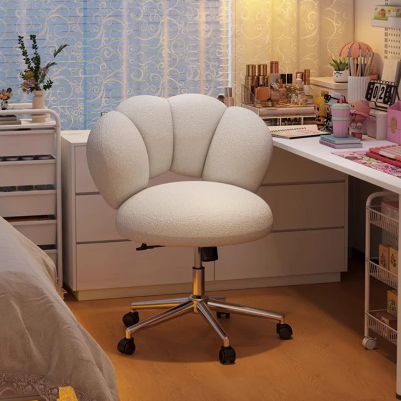 rg-Kawaii Designer Office Chair Cushion Backrest Rolling Student Reading Office Chair Vanity Patio