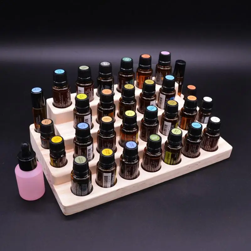 

Essential Oils Storage Rack Multifunctional Wooden Cosmetic Organizer Bottles Perfume Aromatherapy Nail Polish Storage Tray