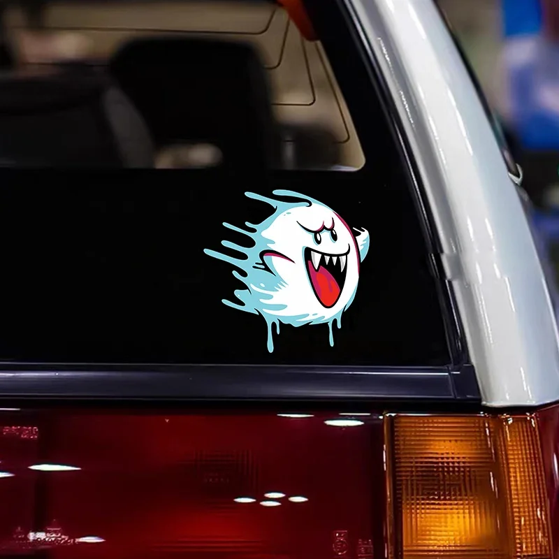 Melting Ghost Left & Right Motorcycle Helmet Stickers, Vinyl Decals for Motocross Cafe Racer Fuel Tank Window JDM Racing Decor