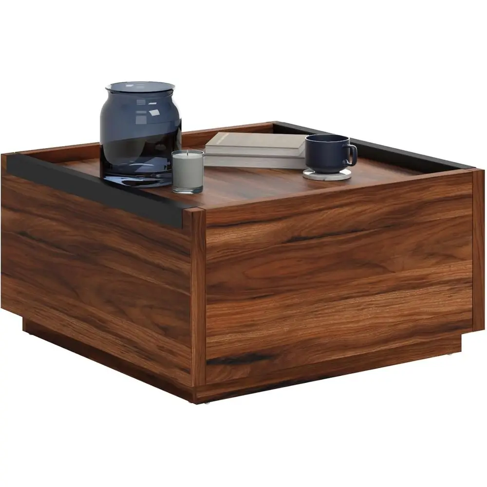 Gate Moderner quadratischer Couchtisch, Blaze Acacia Finish