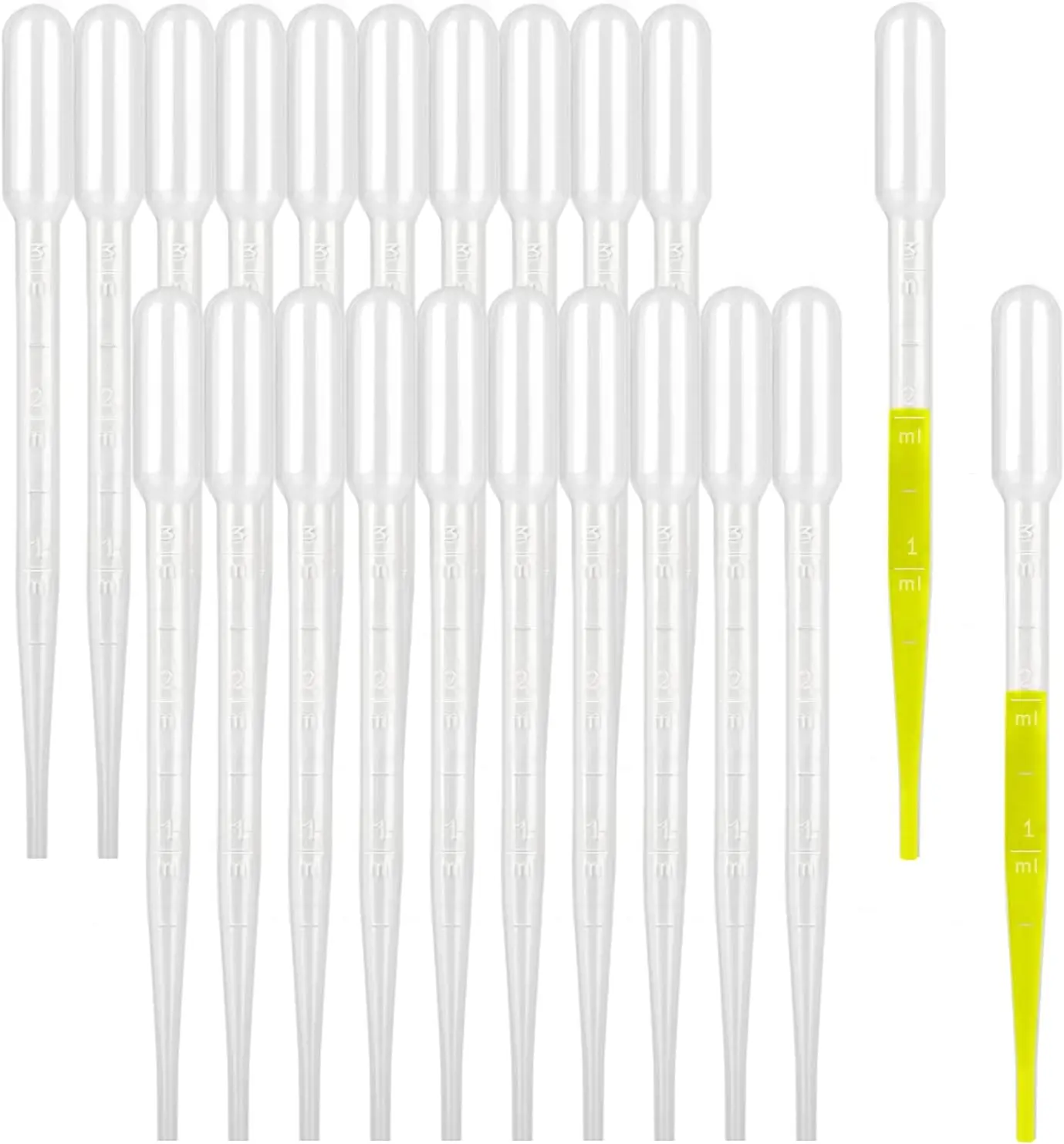 Pipetas de transferencia de piezas 100, pipetas transparentes de plástico de 3ml, cuentagotas desechable seguro para los ojos, pipetas graduadas, suministros de laboratorio