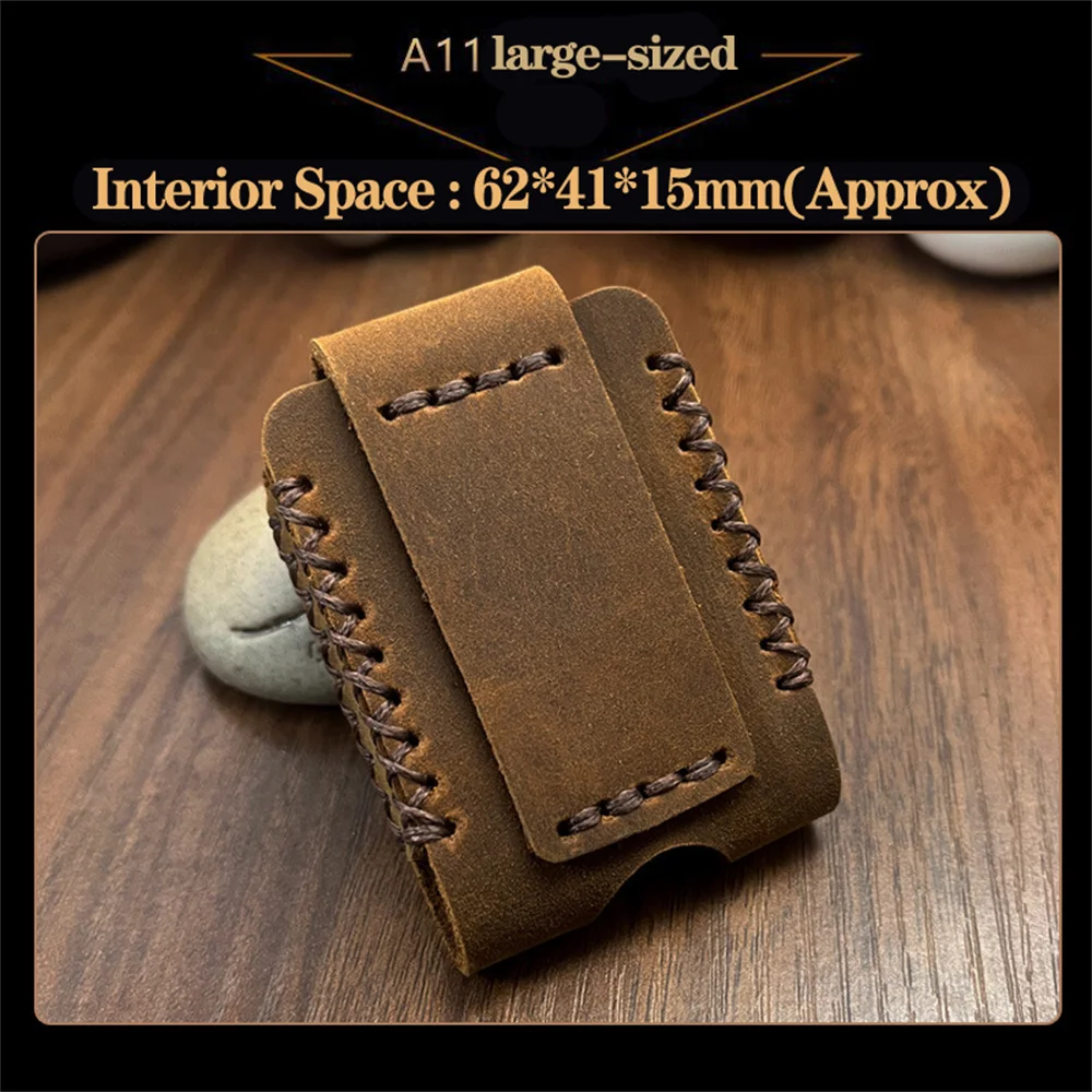 Retro Magnetic flip cover Genuine Leather Lighter Waist Bag For Dupont Lighters protection case Smoking Accessory view 5