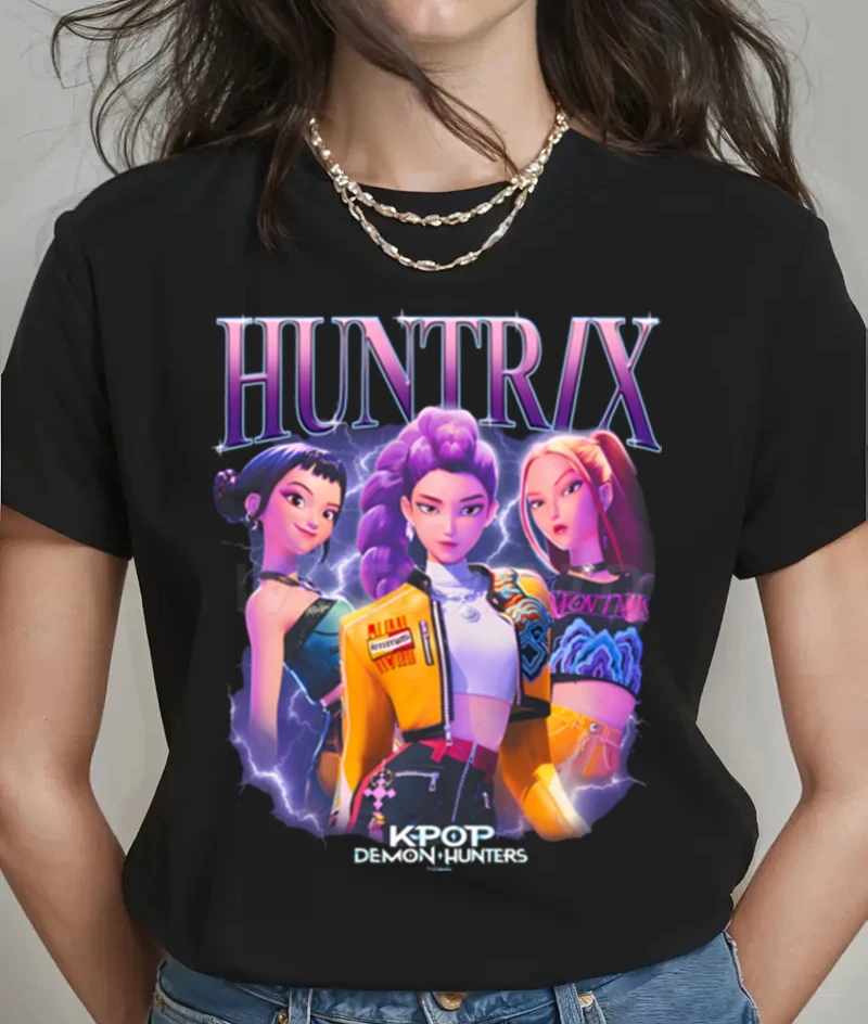 

Huntrix Kpop Demon Hunters Printed T-shirt Women Fashion Short Sleeve Tshirt Summer Short Sleeve Unisex Casual Personality Tees