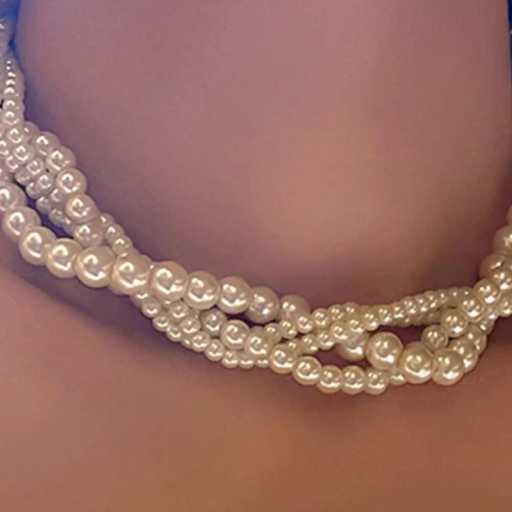Vintage Style Necklace Imitation Pearl Necklace Vintage Multi-layered Faux Pearl Necklace Twisted Tangled Choker Jewelry Luxury