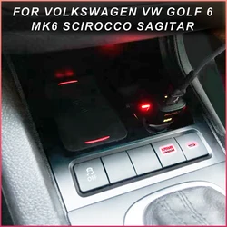 Car Wireless charger pad for VW Golf 6 MK6 Scirocco Sagitar 2008-2013 Golf 5 MK5 phone holder stand charging plate car interior