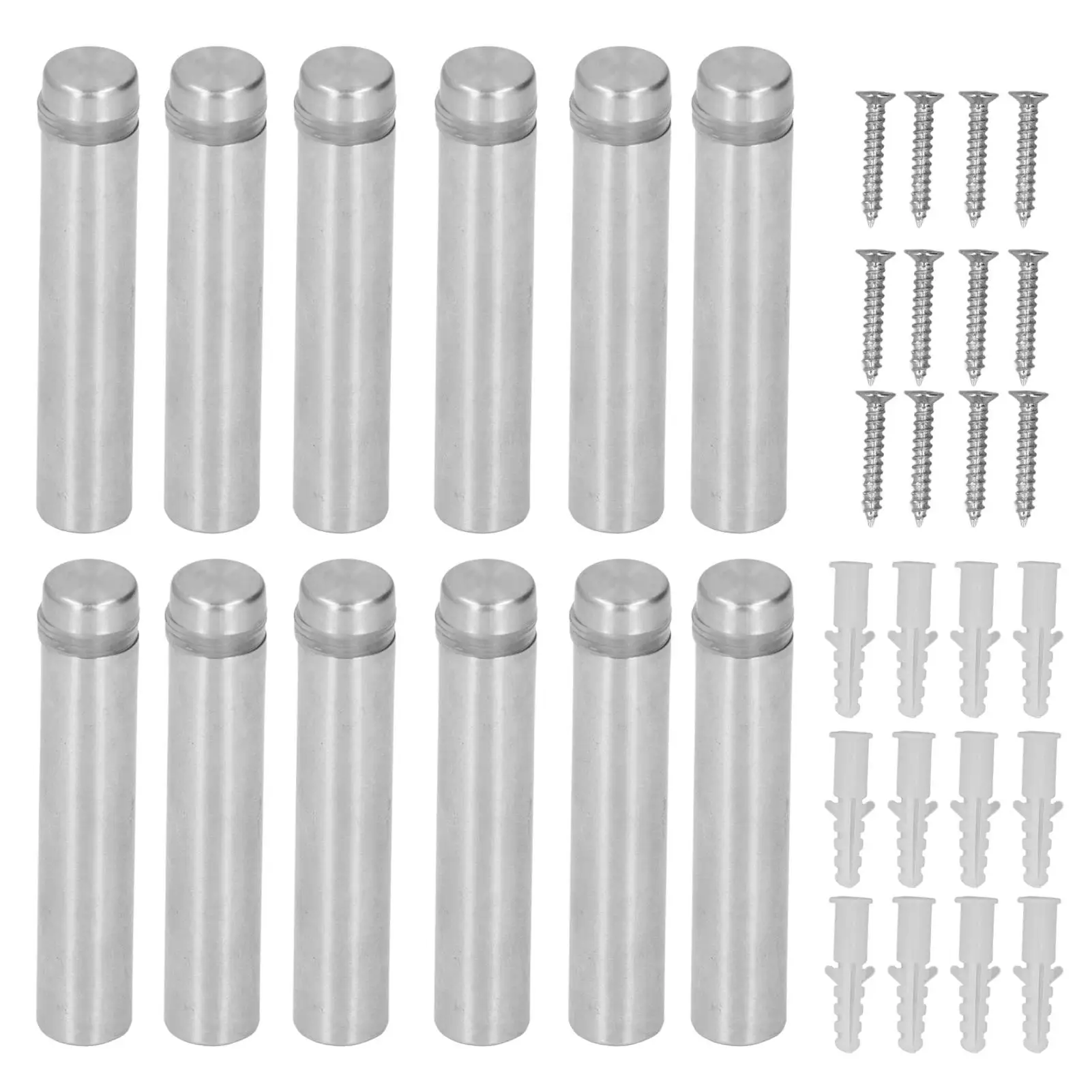 

12pcs Stainless Steel Standoff Screw Sign Holder Mounting Screws 12x12x60mm w/ Wall Anchors