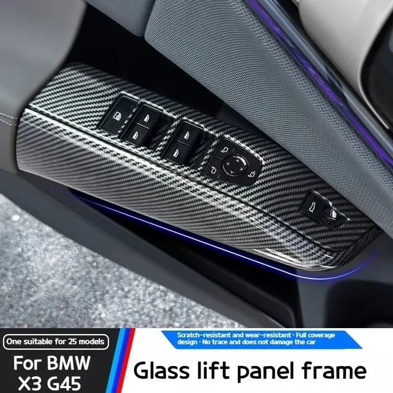 

For BMW X3 G45 2025 ABS carbon fiber Window lift panel carbon fiber glass button frame decorative sticker interior accessories