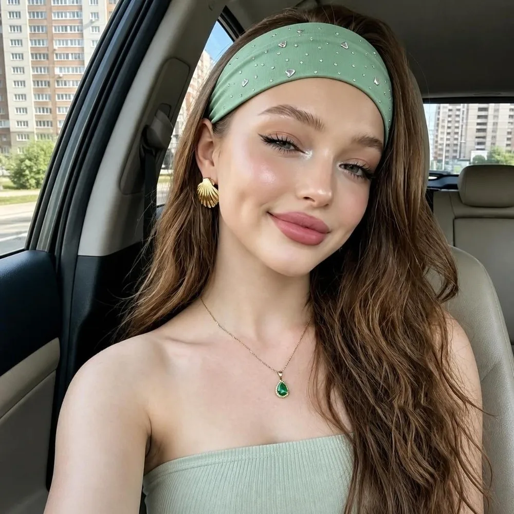 Chic Fabric Star Headband Elastic Wide Wide Hair Wrap Star Studded Stretchy Elastic Hair Band Daily Wear