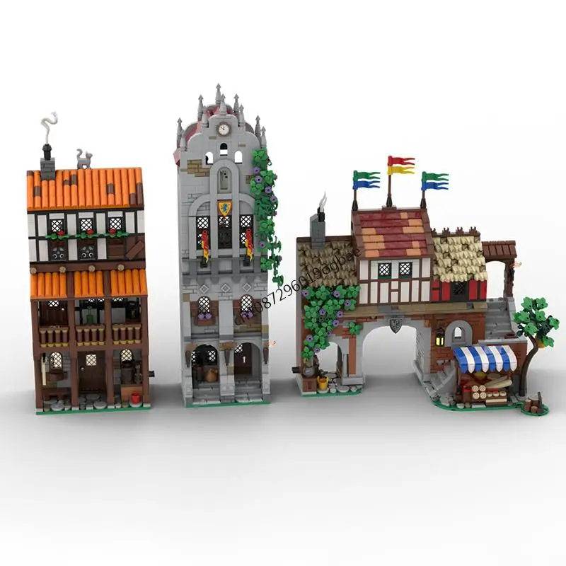 新しい 3327 個ヨーロッパ中世城 MOC 都市広場モデル DIY 創造的なアイデア子供のクリスマスおもちゃ組立パズル誕生日ギフト