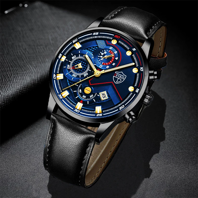 

Luxury Mens Watches Male Casual Leather Watch Men Business Quartz WristWatch Calendar Date Luminous Clock relogio masculino