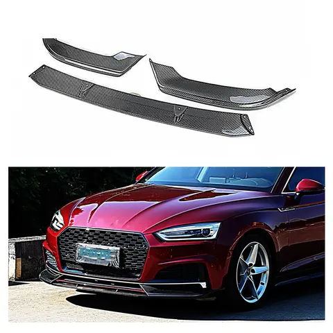 아우디 A5 S5 B9 2017-2020 트루 드라이 탄소 섬유 앞 범퍼 립 자동차 액세서리 디퓨저 스포일러 바디 키트 트림 장식