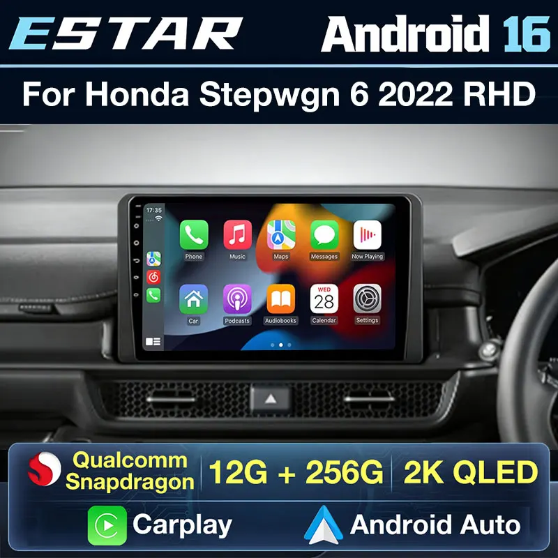 Android 16 Auto For Honda Stepwgn 6 2022 Car radio QLED Scree GPS navigation Stereo video Multimedia Player 2Din DVD Head Unit