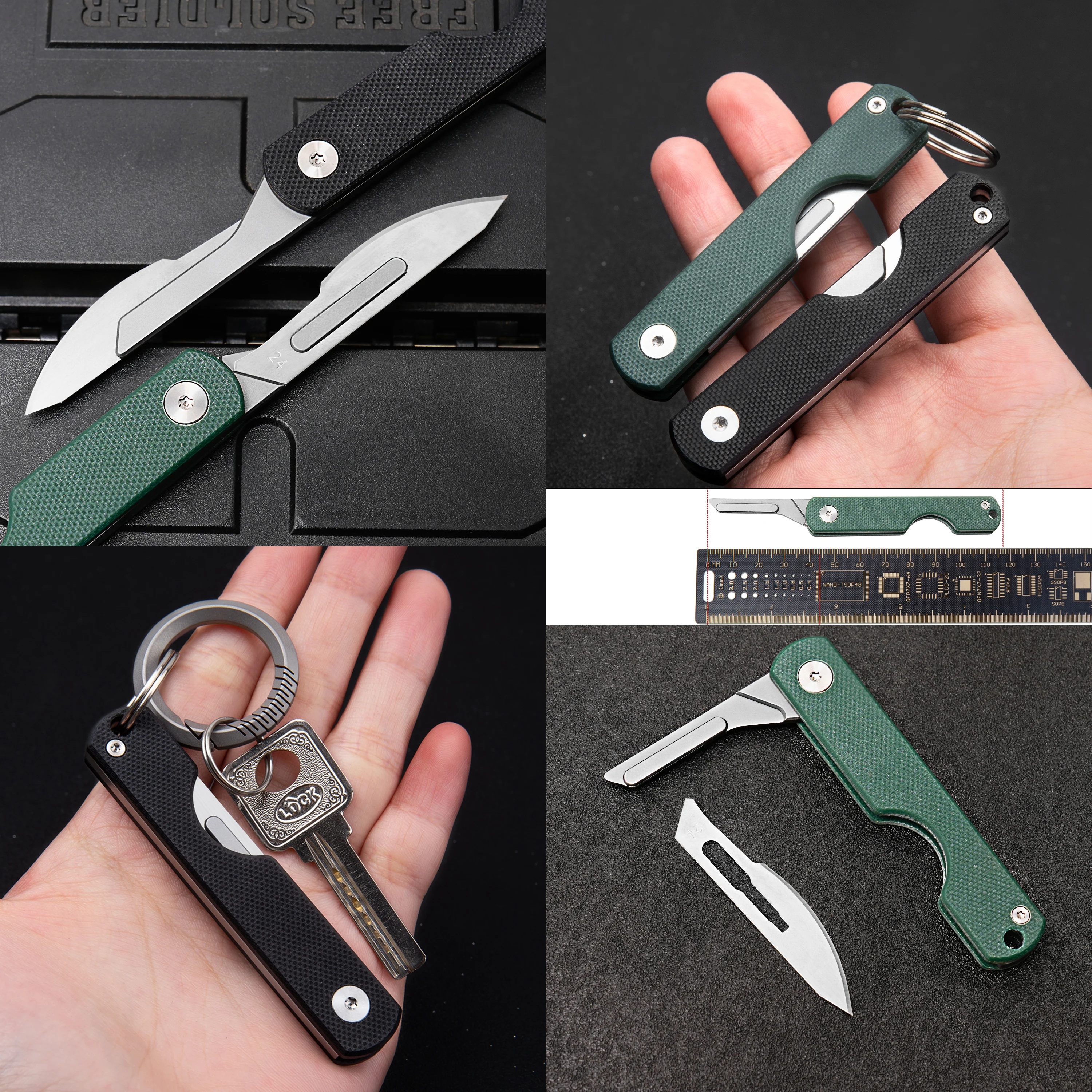 Folding Knife Carbon Fiber G10 Titanium Alloy Handle Scalpel Portable Key Pendant Cutting Hunting Multi Functional Outdoor EDC T