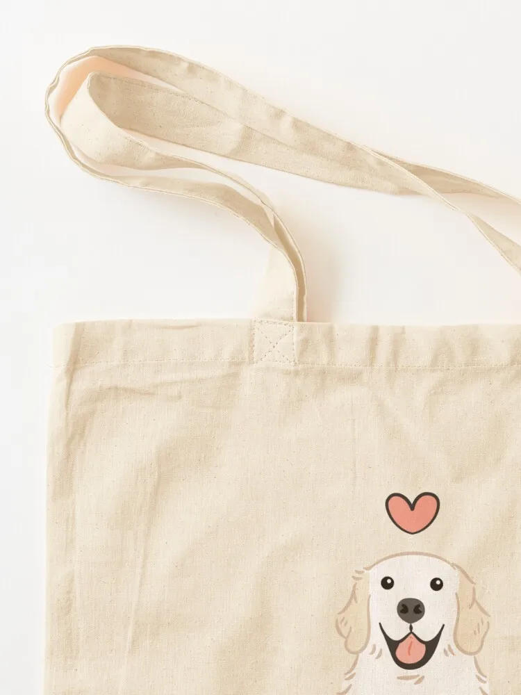 LOVE White Cream Golden Retriever - Gray background Tote Bag hand bags shopping bags foldable Women's bag Canvas Tote Bag