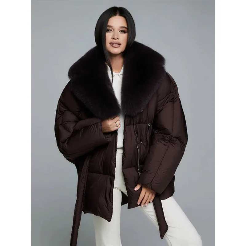 Kurtka damska z imitacji futra, rękawy nietoperzowe, szarfy, wyściełana, elegancka, pełne rękawy, sznurowana, zapinana na zamek, zimowe płaszcze, szykowna odzież wierzchnia dla kobiet.