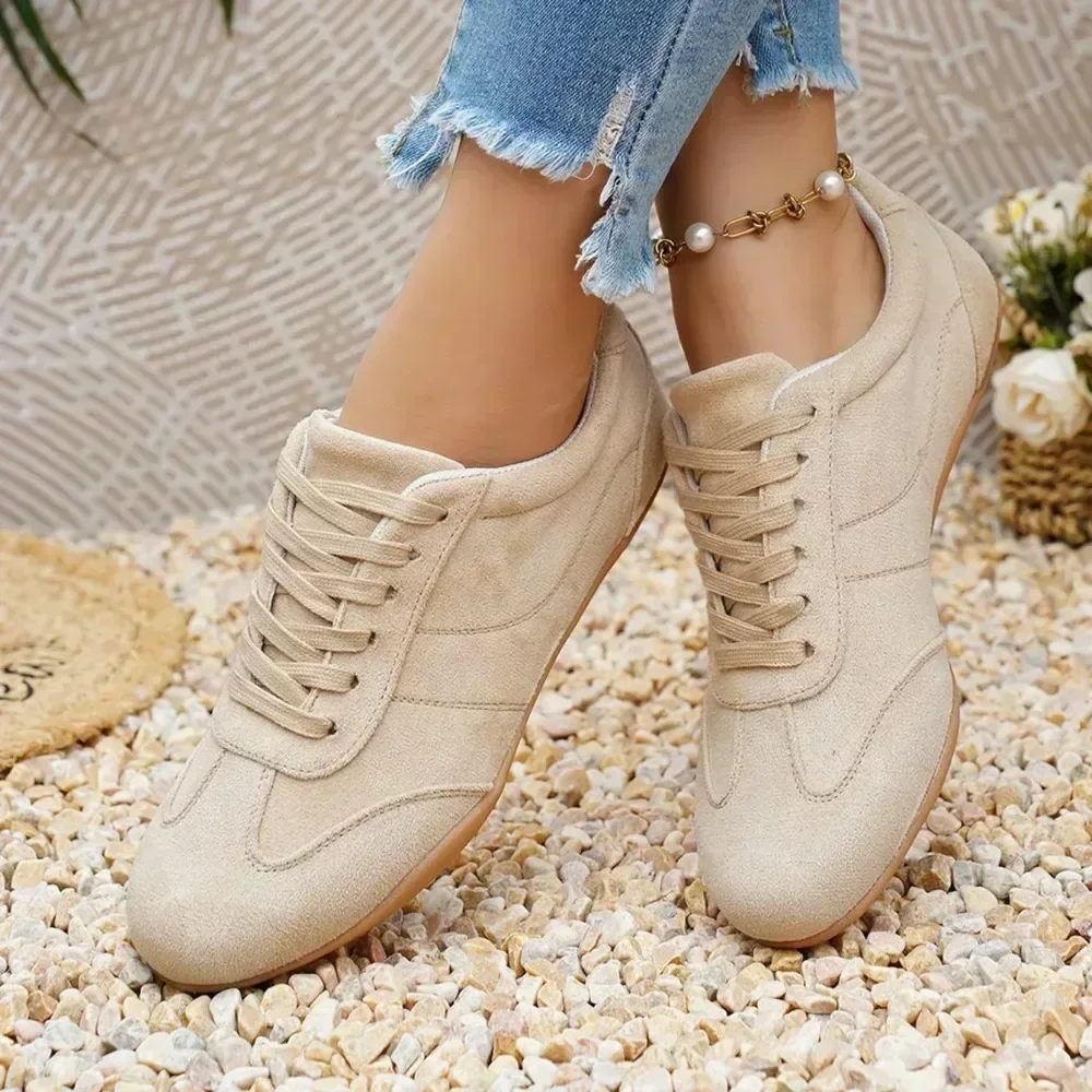 Damen Wildleder Schnürschuhe 2026 Neue Sneakers Runde Zehenkappe Weich Bequem Casual Damen Outdoor Fahr-/Wanderschuhe für Frauen – Detail 9