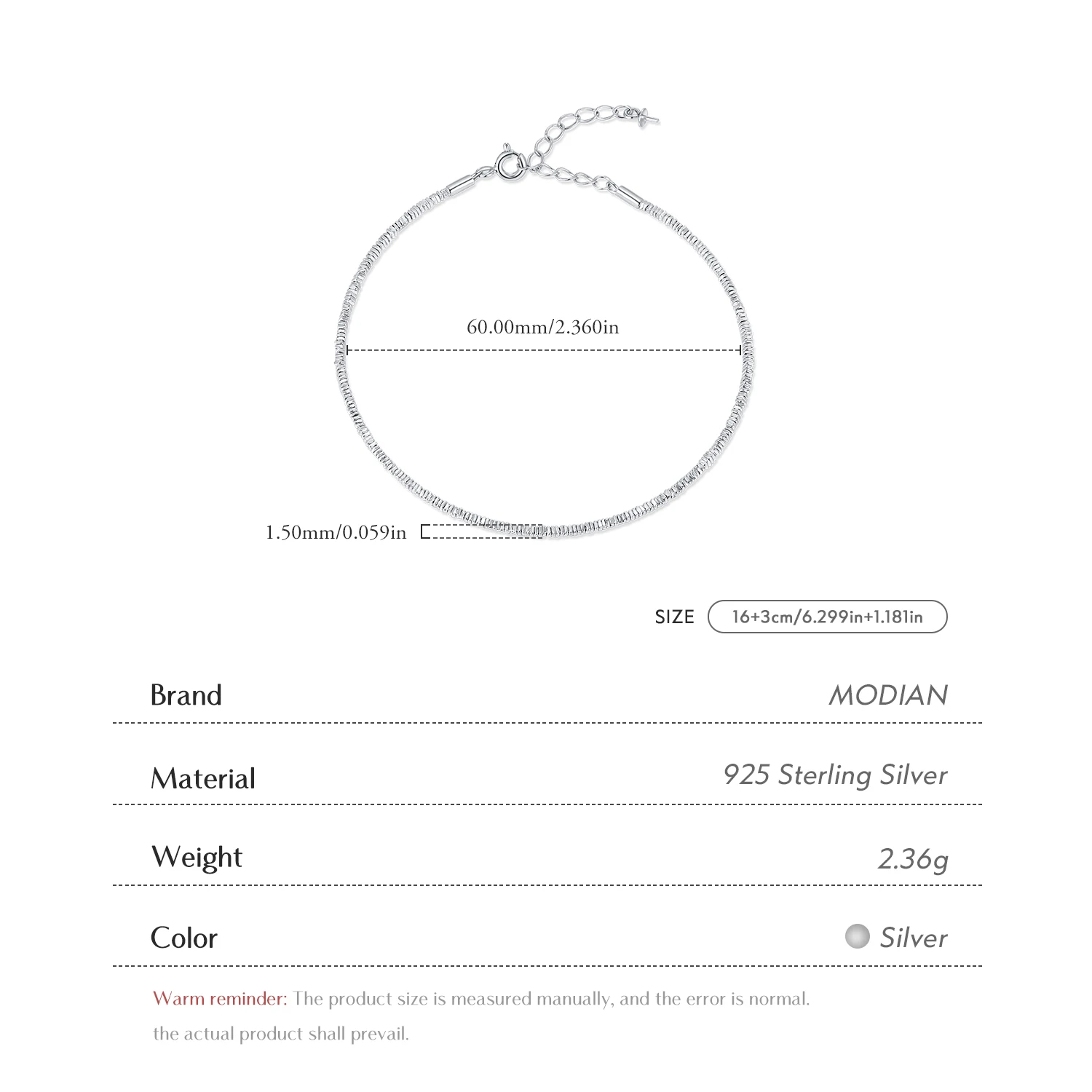 MODIAN 925 فضة موضة رائعة هندسية مربع سليم تكويم أساور للنساء غرامة عطلة مجوهرات