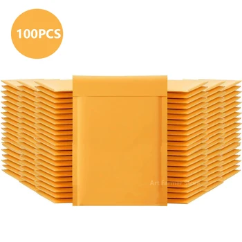Paquete de 100 Uds. De bolsas de envío, paquetes de papel Kraft, suministros para pequeñas empresas, embalaje de correo de burbujas, sobres publicitarios, oficina y escuela