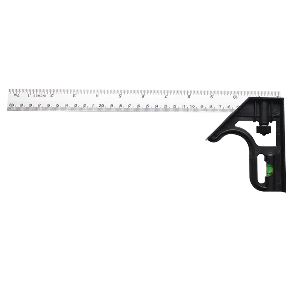 12inch Adjustable Combination Square/Right Angle Ruler 45 / 90 Degree with Bubble Level Gauge Measuring Tools for Woodworking