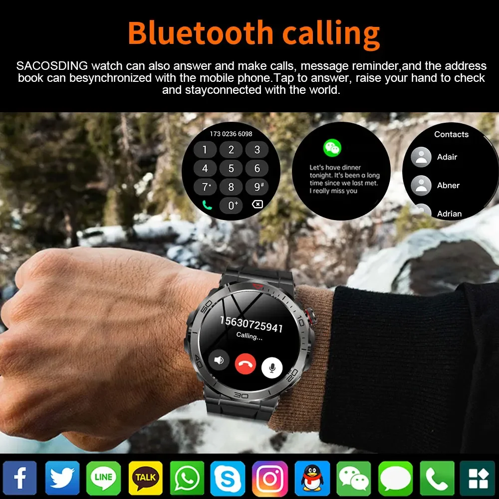 Military GPS Smart Watch Men 466*466 AMOLED HD Screen Outdoor Compass Heart Rate Oxygen Monitoring Bluetooth Call Smartwatch