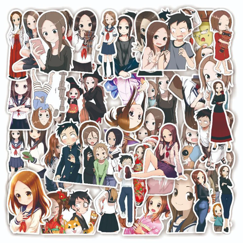 10/30/45pcs Teasing Master Takagi-san Anime Stickers DIY Luggage Motorcycle Phone Guitar Cartoon Graffiti Decals Fun for Kid Toy