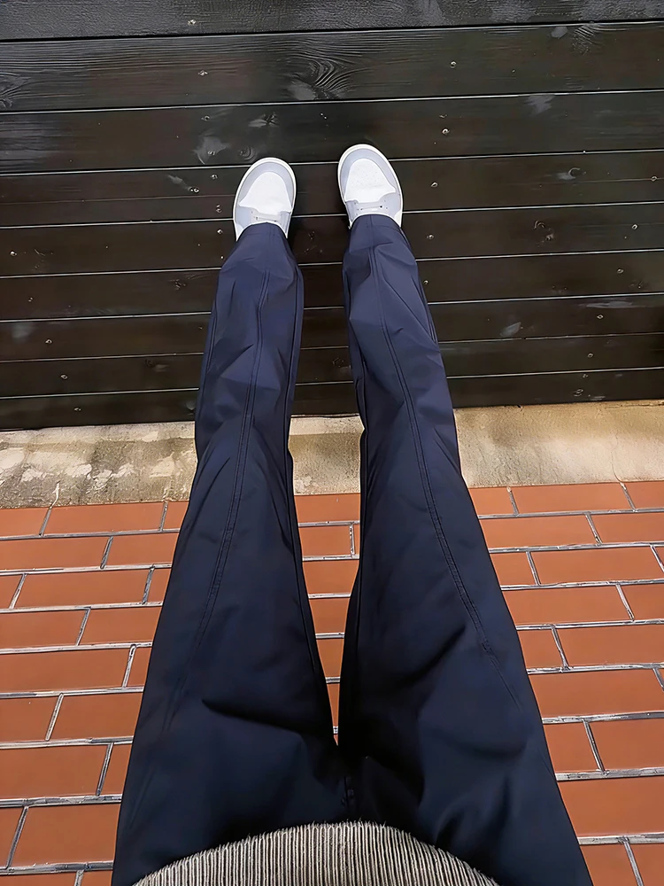 

Qui Dry Wide Leg Soft ell Waterproof Casual Sports Pants Men's Spring Summer American Sle Loose Fit Trousers