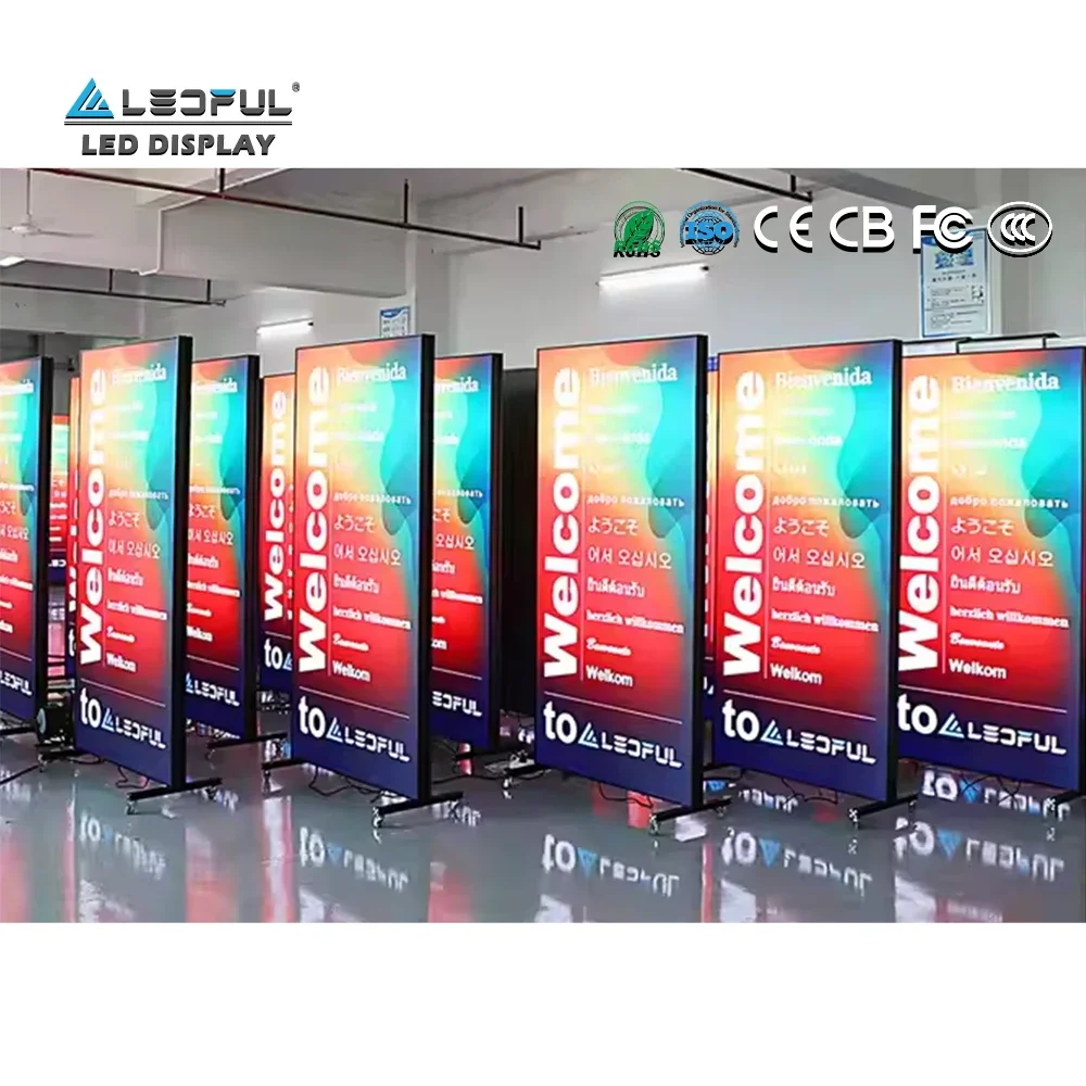 Indoor Digital Signage Wifi 4G USB P1.9 P2 P2.5 P3 LED Window Banners Video Wall Board LED Display Poster Screen