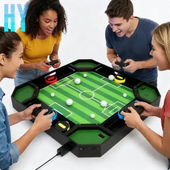 

4-Player Soccer Arcade Table Game Interactive Bouncing Ball Game with Remote LED Sound Family Tabletop Football Game