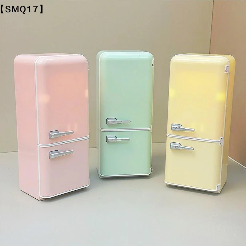 1Pcs LED Light 1/12 Scale Design Pastel Dollhouses Refrigerator Toy For Kids Adults Realistic Kitchen Decors