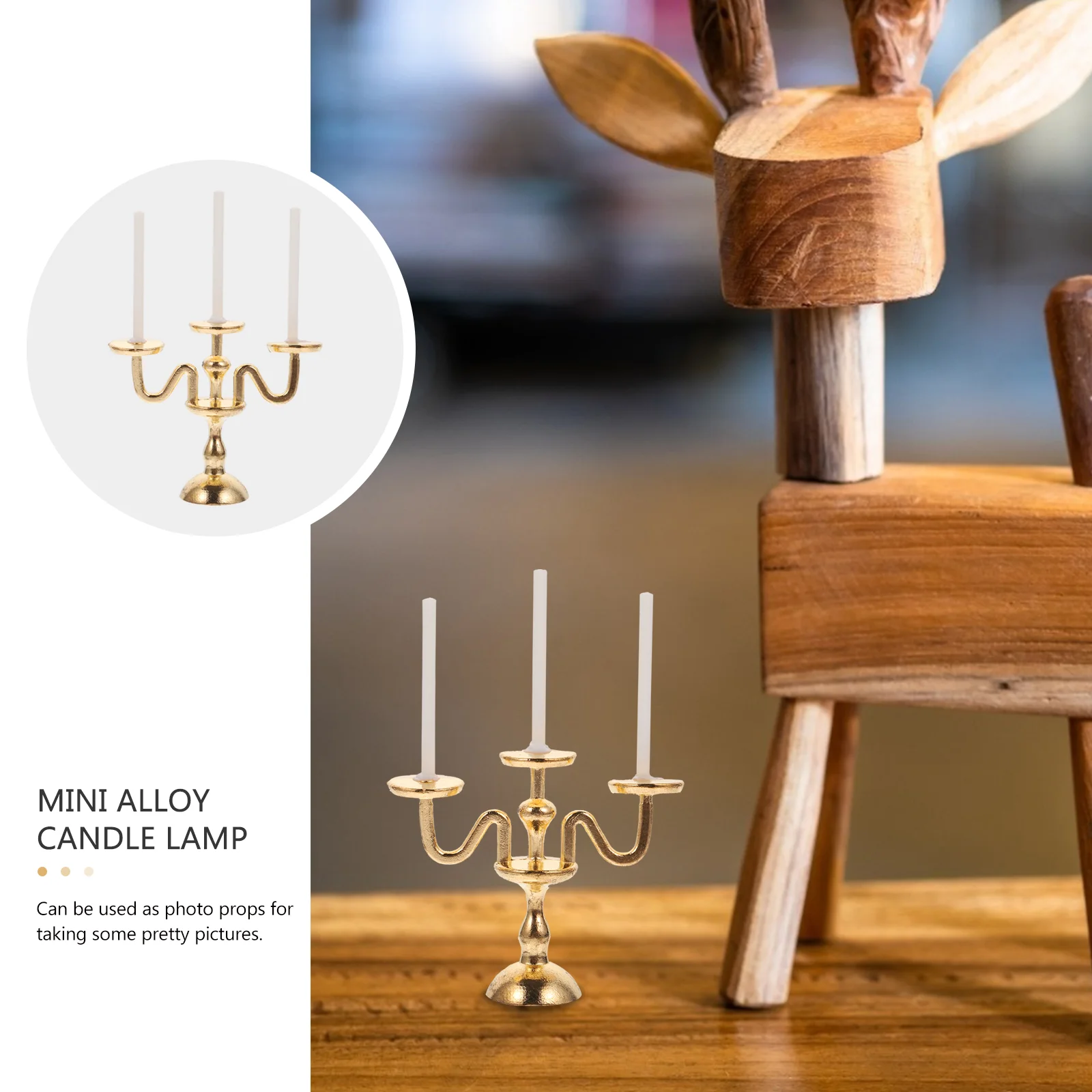 Lámpara tipo candelabro, accesorios para el hogar en miniatura, soporte para decoración del hogar, modelo de escena navideña, artesanías de aleación, 2 uds.