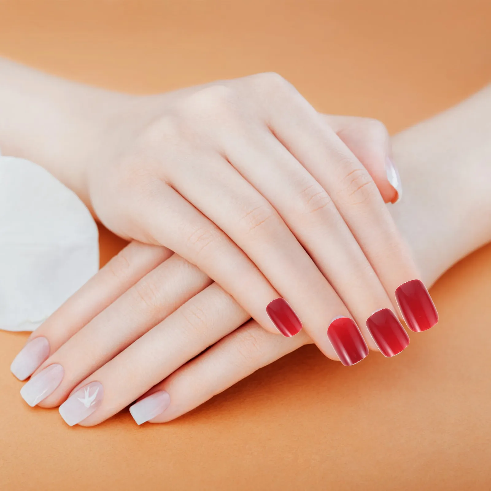 

5Sets Ultra-Thin Red Square Press on Nails Glossy Full Cover Short Reusable False Nails Detachable Jelly Glue for Christmas