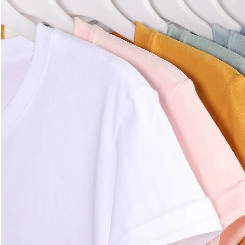 High Quality Multi-color Pure Cotton T-shirt Summer New Solid Color Versatile Round Neck Short-sleeved Casual Top