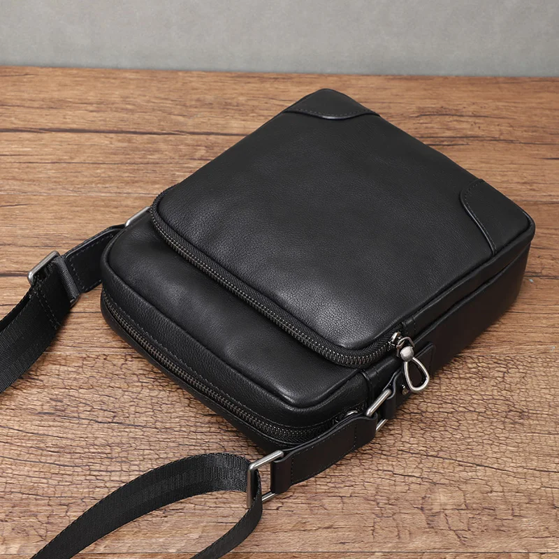 Natural Genuine Leather Men Bag Flap Soft Leather Shoulder Bags Small Male Crossbody Bag First Layer Cowhide Messnger Bags