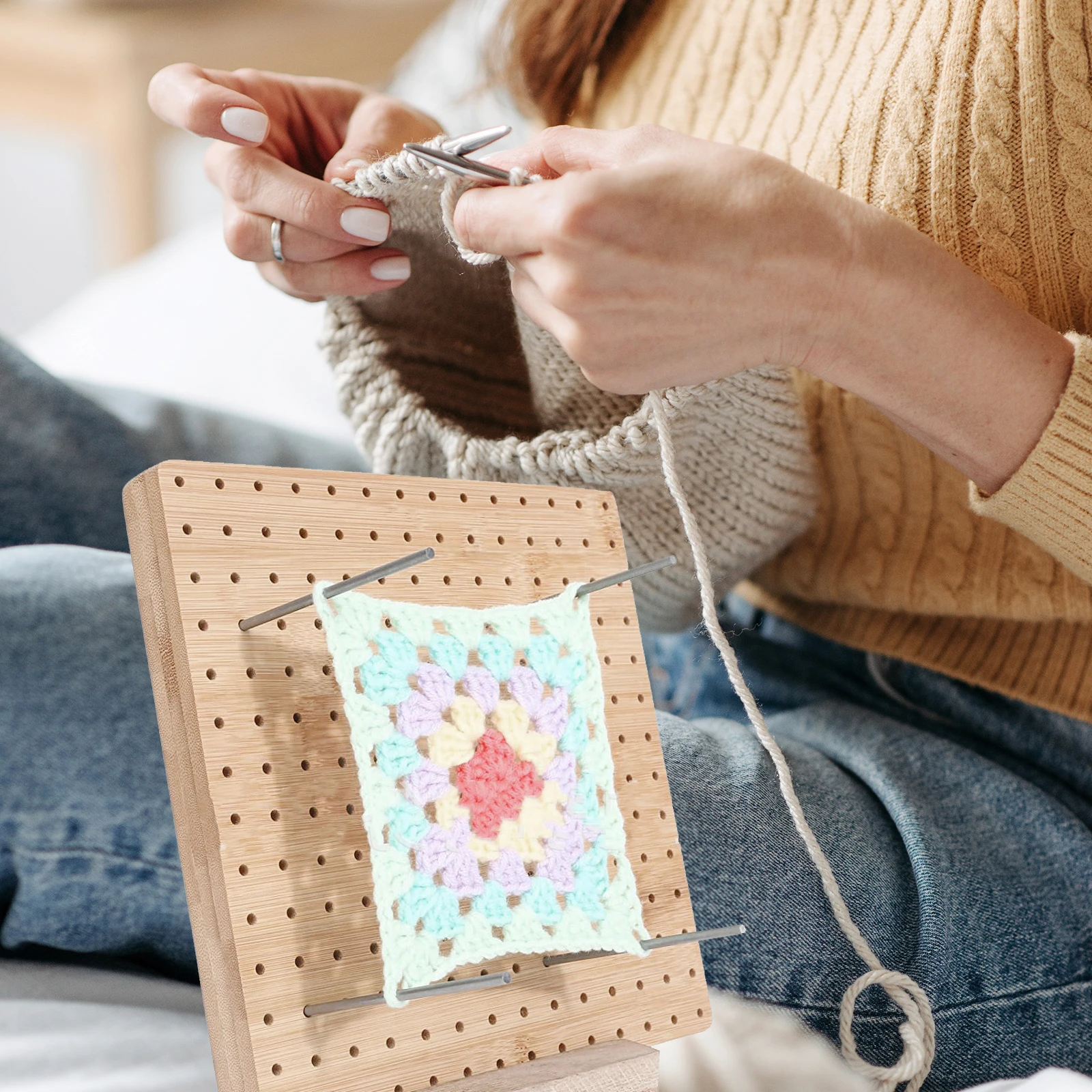 

Crochet Blocking Board Wood Weaving Supplies Knitting Boards Accessories Simple Use Sturdy Practical Long Time Hands-On DIY
