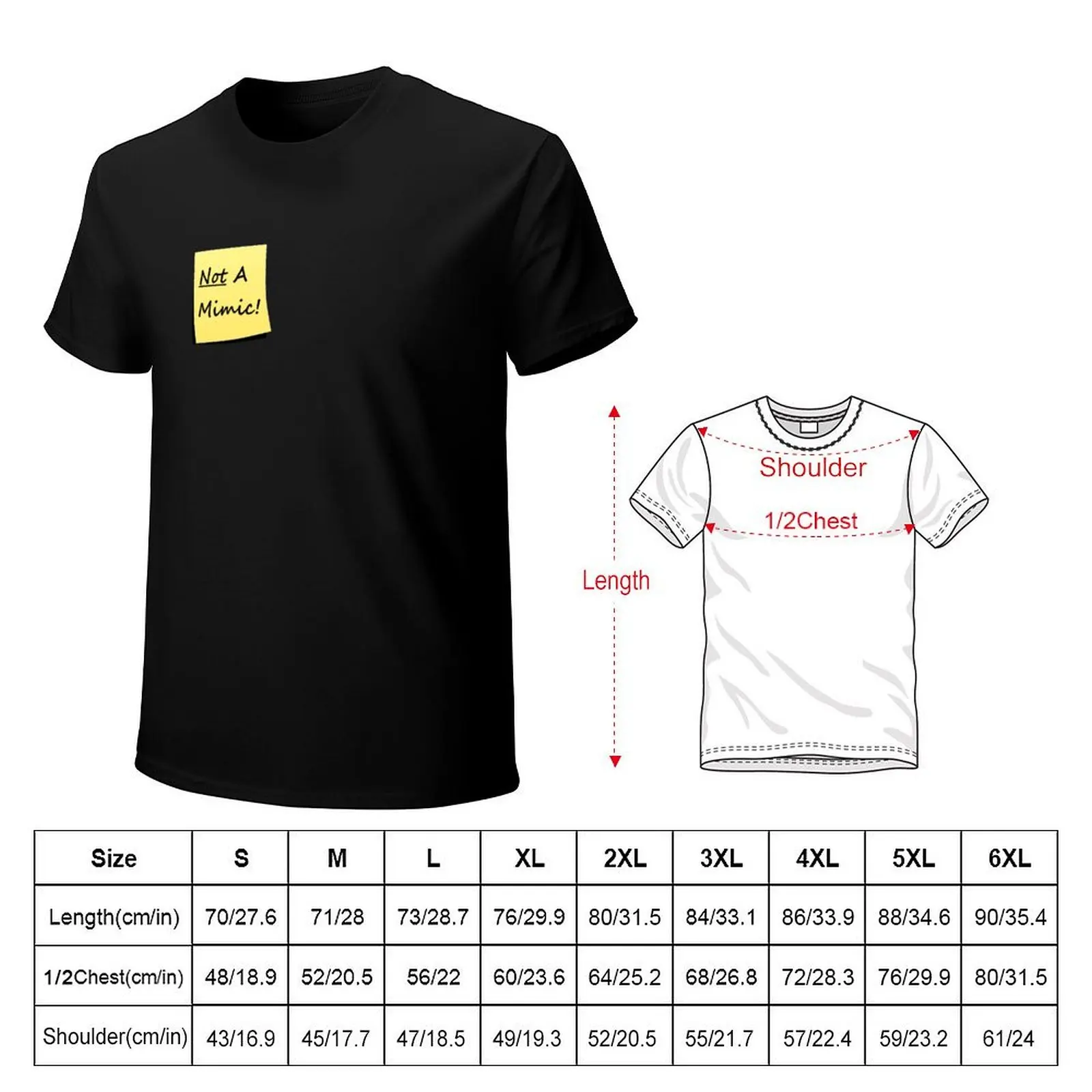 Not A Mimic Sticky Note T-Shirt Summer Fashion Casual Tee Shirt