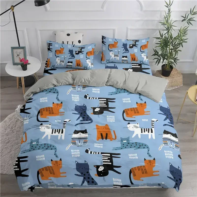 

Cartoon Cute Cats Printed Comfortable Duvet Quilt Cover Pillowcase Bedding Set Children Bedroom Decoration Home Textile
