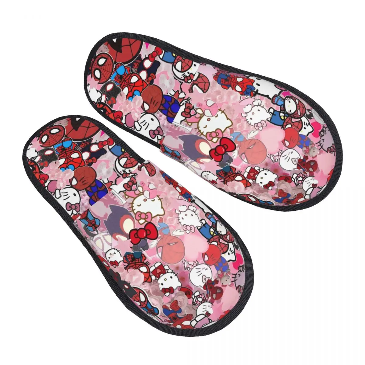 Зимние домашние хлопковые тапочки с рисунком Человека-паука «Hello Kitty», уютные домашние меховые тапочки для спальни, нескользящие шлепанцы