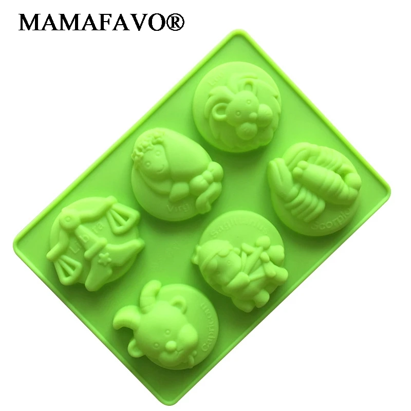 2 Types The Signs Of The Zodiac Silicone Cake Mold 12 Constellations 6 Holes Bakeware Candy Fondant Pudding Cookie Mould H982