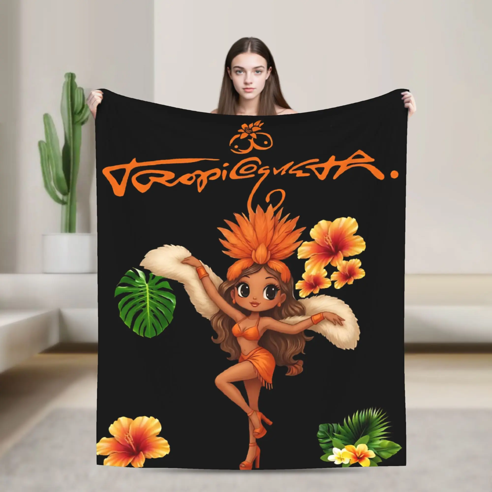 Karol G Tropicoqueta Fleece Blanket  Creative Throw Blanket for Home 150*125cm Quilt