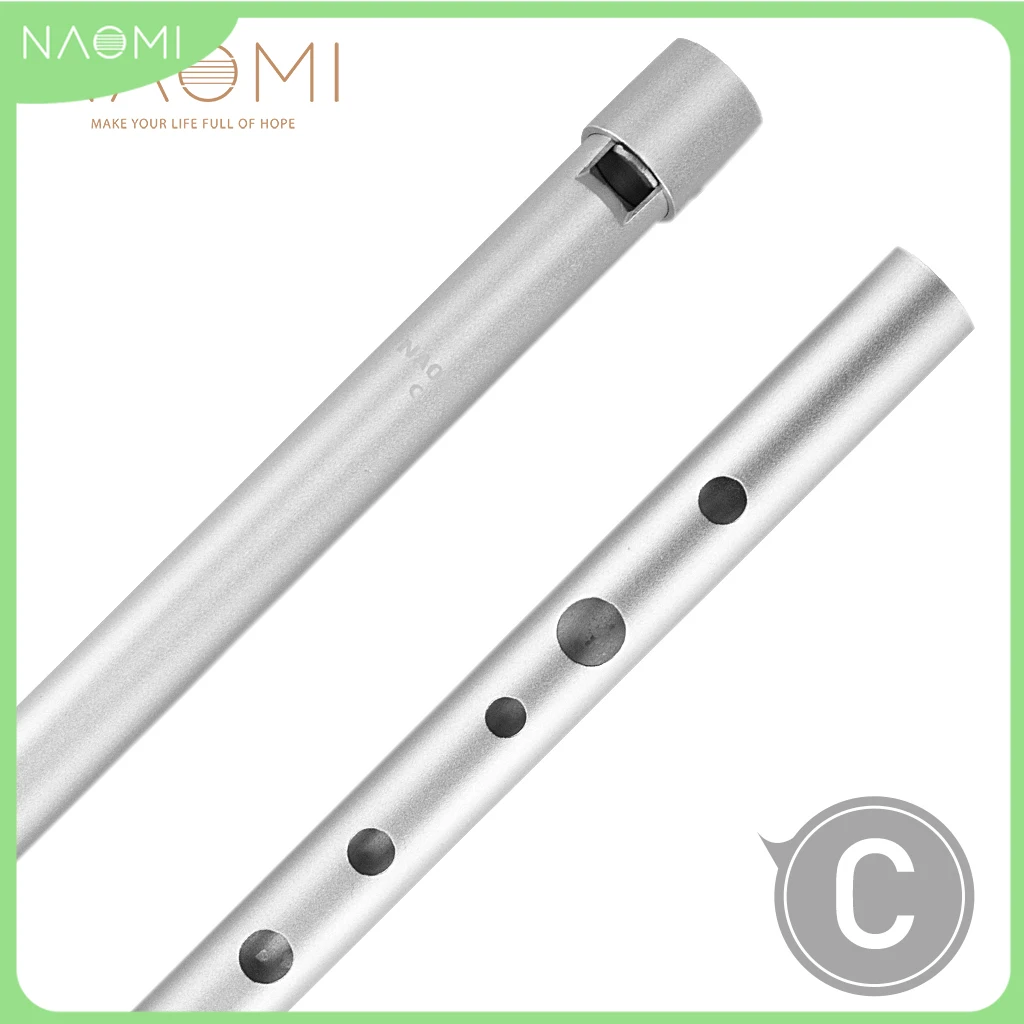 NAOMI C Key Aluminum Alloy Irish Whistle 6 Holes Flute Integrated Blowing Nozzle Clear Tone Without Air Leakage Wind Instrument