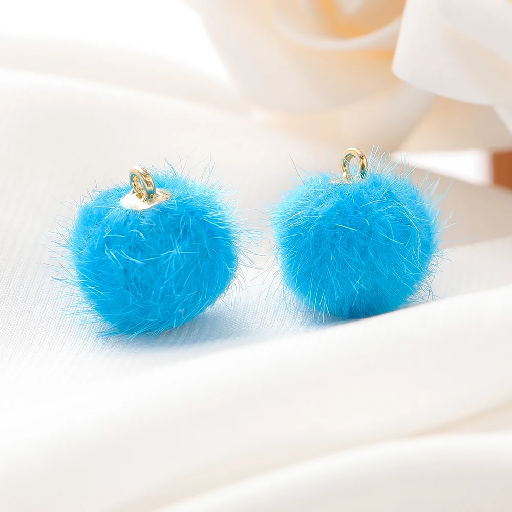 10 stuks pluche bont bedekt bal kralen bedels pompom kralen hanger voor DIY ketting oorbel armband hanger sieraden maken benodigdheden