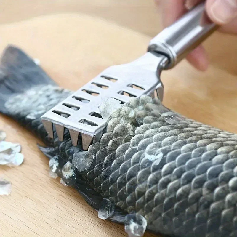 Escalador de pescado de acero inoxidable, removedor de escamas de pescado de primera calidad, fundición integrada, herramienta descalcificadora de pescado con dientes de sierra de servicio, herramienta escaladora de peces