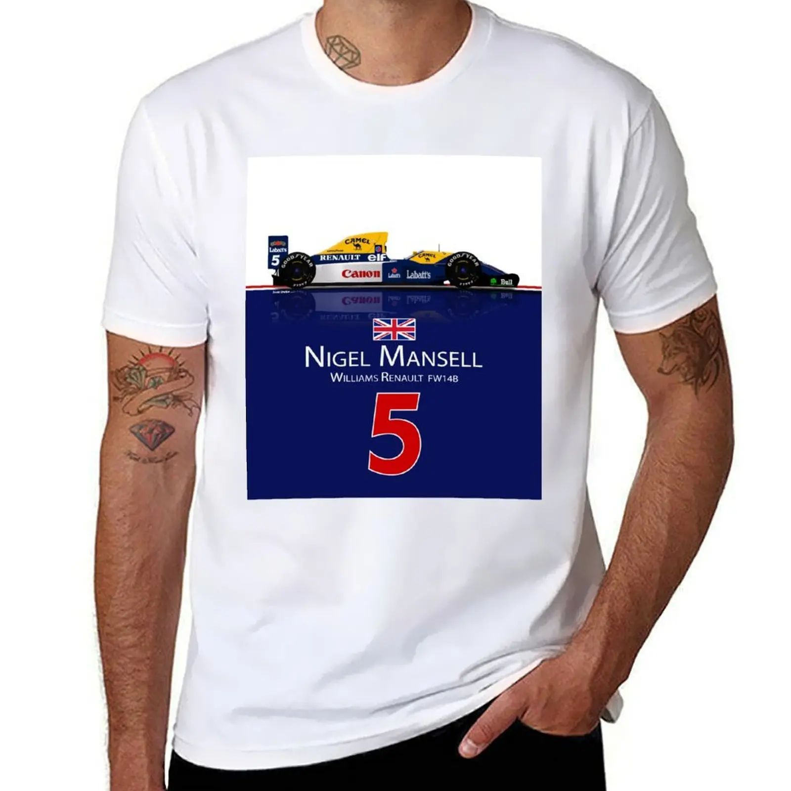 NIgel Mansell - Williams FW14B - con fondo Camiseta hombre camisetas para hombre camiseta para hombre Camiseta 100% algodón