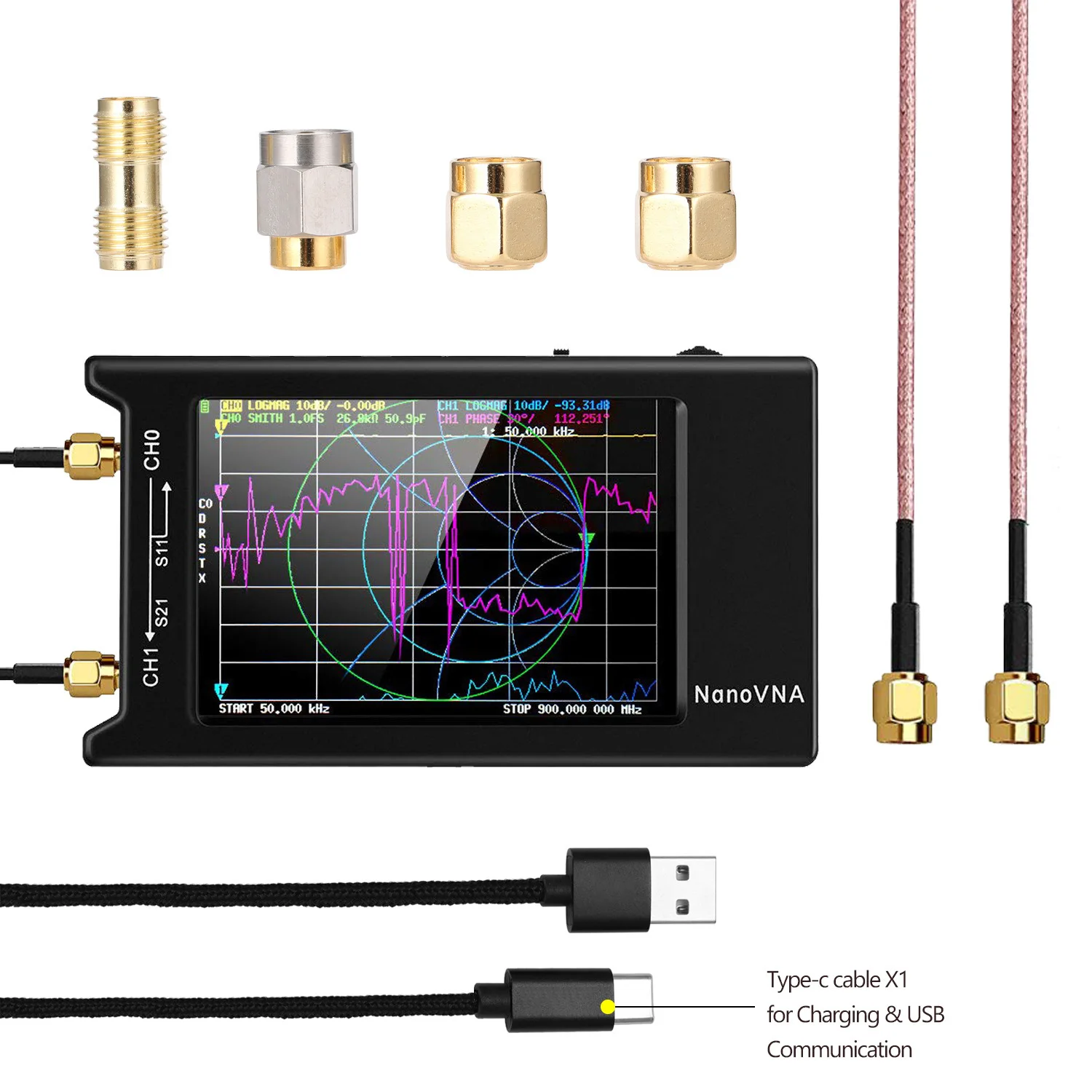 NanoVNA vector network analyzer, antenna analyzer, shortwave MF HF VHF UHF talent H4
