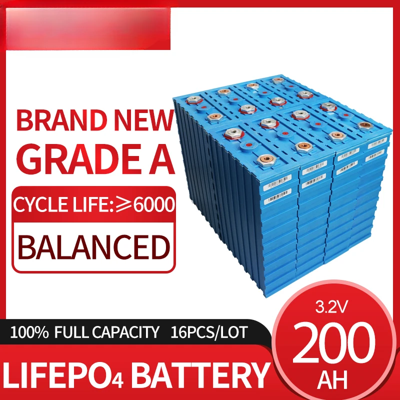 

Lithium Iron Phosphate 16PCS 3.2V 200AH Rechargeable Battery Pack Solar Power Bank LiFePO4 Deep Cycle Home Energy System