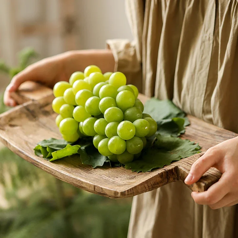 Retro Nostalgia Meal Tray, Wooden Ears, Dim Sum Dish, Home Restaurant Fruit Plate, Delicate Practical Serving Dishes Sets