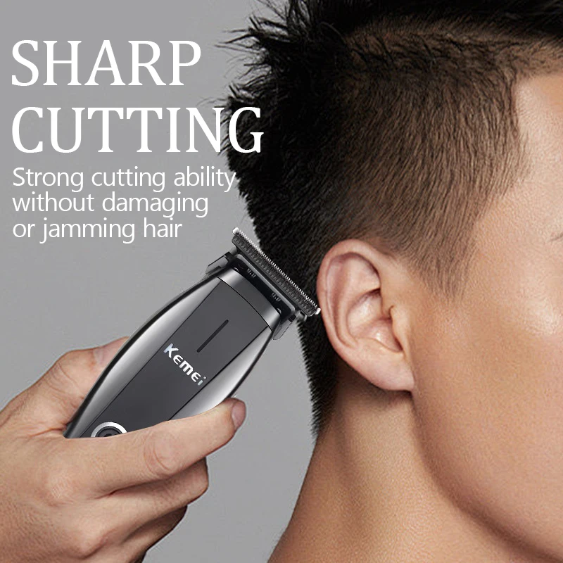 Kemei ปัตตาเลี่ยนตัดผมไฟฟ้าแบบมืออาชีพ, เครื่องโกนหนวดไร้สายความเร็วสูงชาร์จไฟได้เครื่องเล็มขนตามร่างกายแบบมืออาชีพสำหรับช่างตัดผม