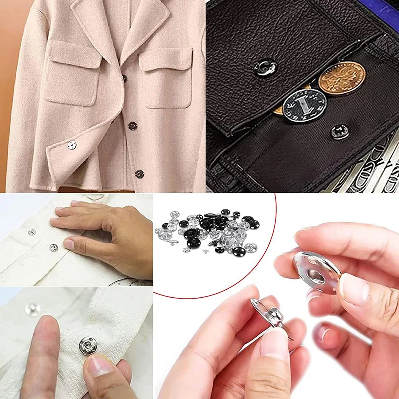 Sew on Snap Buttons 24Pcs 7mm Poppers Fastener Set DIY Sewing Clothing Snap Fastener Buttons Craft Press Studs Button Supplies