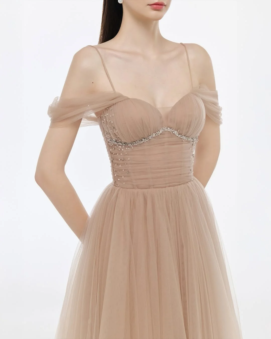 OLOEY Customized Exquisite Tulle Evening Dress Classic Off the Shoulder Sleeveless Homecoming Dresses Fashion Special Occasi