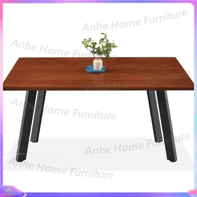 Modern 47-63 Inch Expandable Brown Metal Dining Table for 6 People Extended Kitchen Dining Table 132 Pounds Capacity Coffee
